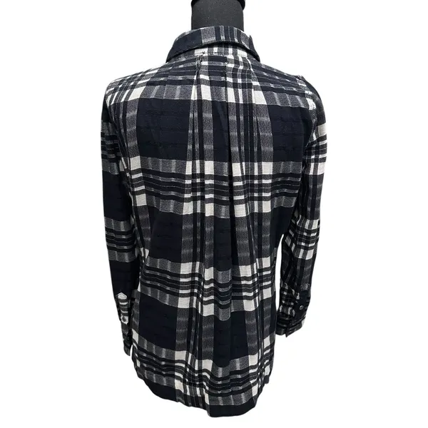 Free People Baby Blues Plaid Tunic Top Women's Size XS Babydoll Black White‎ - Image 6