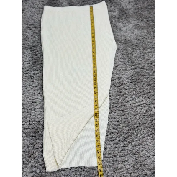 Mimosa Women’s Ivory Ribbed Knit Maxi Skirt Side Slit Stretch Bodycon Size L - Image 7