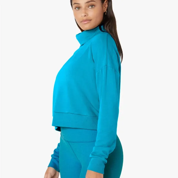 NWT‎ Beyond Yoga All Time Cropped Pullover Long Sleeves Blue Athleisure Gym Yoga - Image 12