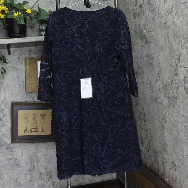 NWT Connected Apparel Crochet Soutache Jacket Dress TRF41094M1 Navy Blue 16 - Image 6