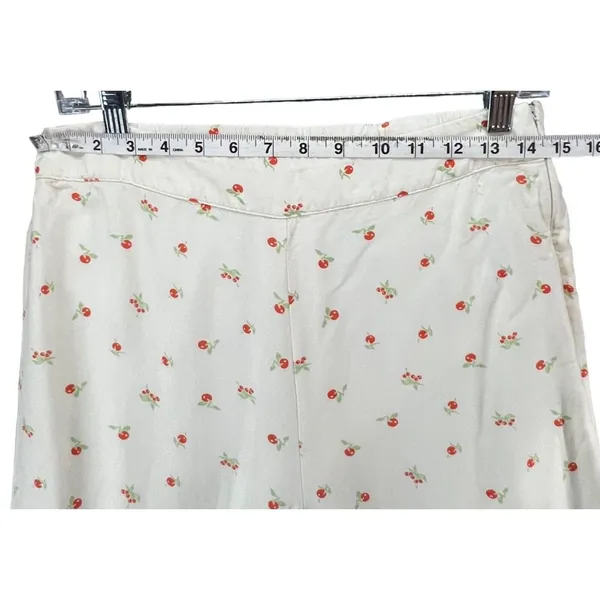 Anthropologie Feather Bone Wide Leg Talise Pants 4 Cream‎ Red Fruit Print Crop - Image 7