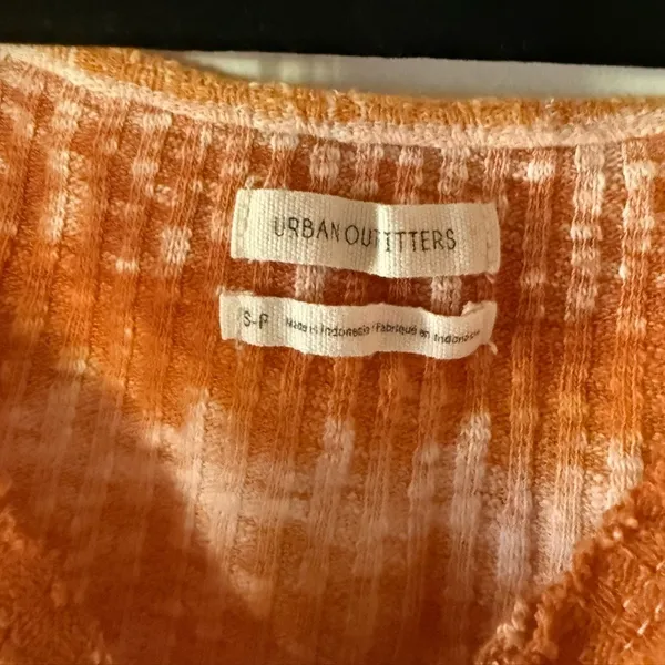 Urban‎ Outfitters Orange Ombre Striped Twist Front Crop Top Puff Sleeve Small - Image 3