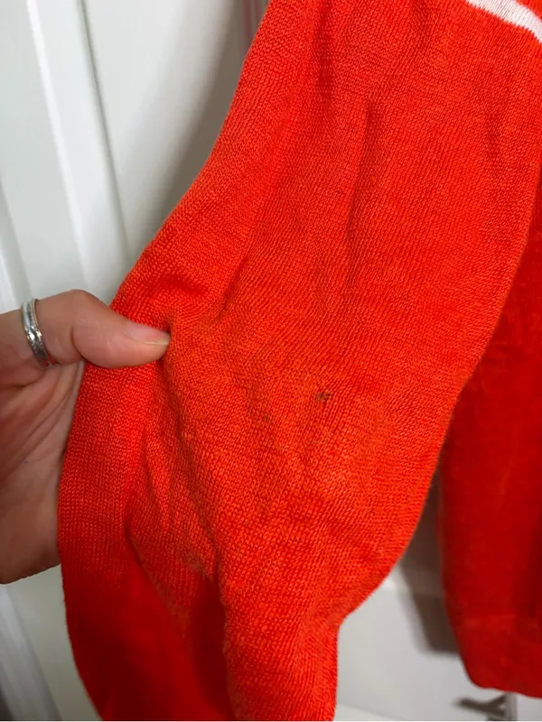 Women’s Madewell Red Crewneck Sweater with Stripe Detail size xs 100% linen - Image 6