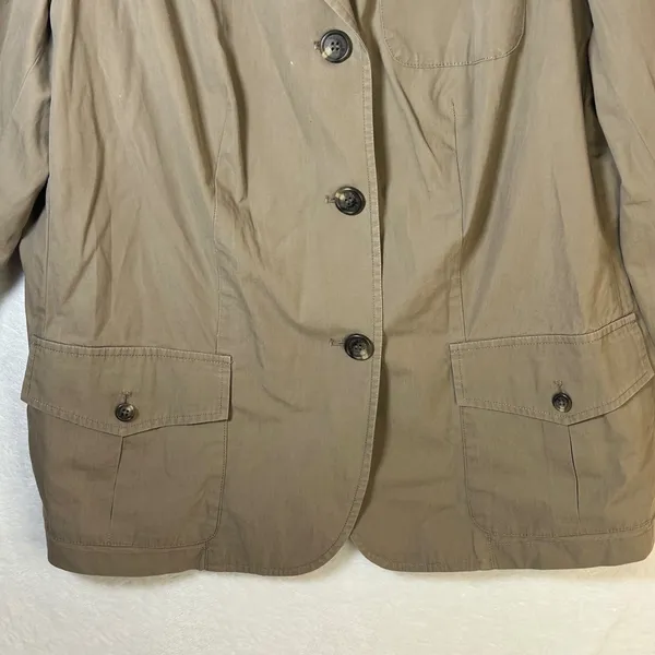 Lauren‎ Ralph Lauren Khaki Tan 100% Cotton 3-Button Blazer Jacket Womens Size 1X - Image 6