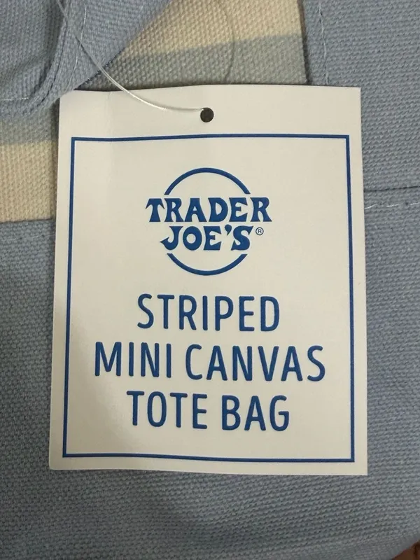 Trader Joe's Striped Mini Canvas Tote Bag, Pastel Blue - Image 4