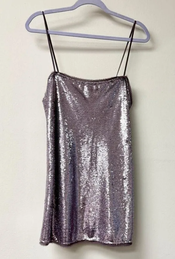 Free People Time To Shine Sequins Mini Slip Dress Lavender Women's Size S / P - Image 2