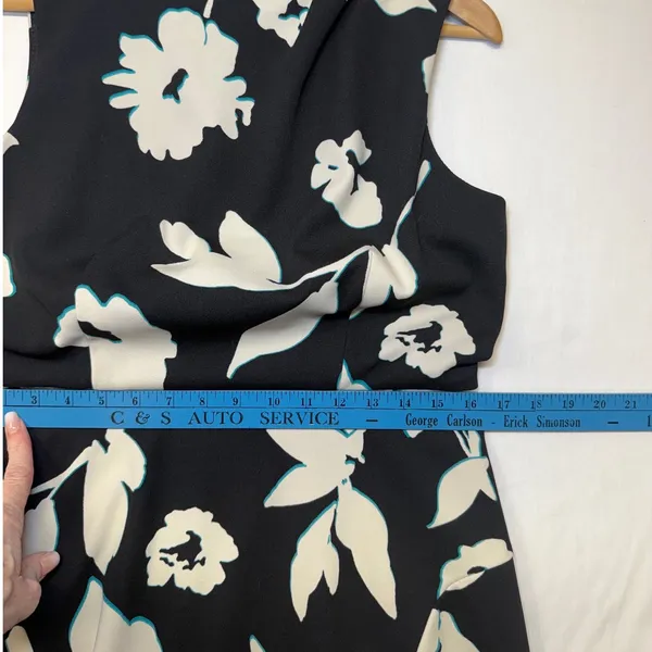 Maggy‎ London Womens Floral Mock Neck Sleeveless Midi Dress Black White Size 10 - Image 9