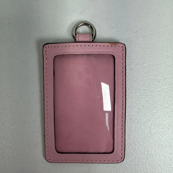 Coach ID Lanyard Case Pink Signature Monogram Stripe Designer Card Case Wallet - Image 4