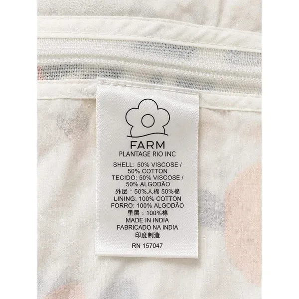FARM Rio Cashew Fruit Print Twist Front Crop Top Flutter Sleeve Lace Trim Size S - Image 6