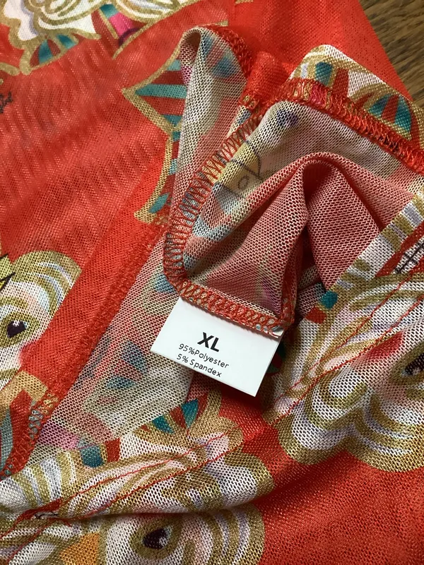 Bohemian Cowgirl Orange Nutcracker print mesh top size XL - Image 7