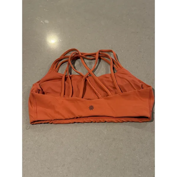 Athleta Orange Strappy Sports Bra Medium Athletic Workout Yoga Fitness‎ - Image 2
