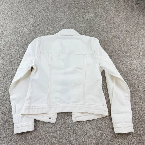 Abercrombie & Fitch White‎ Denim Jacket women XS Fitted Stretch Trucker Jean New - Image 10