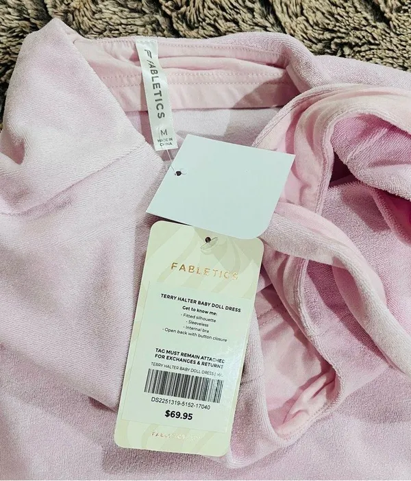 NWT fabletics terrycloth baby pink halter dress - Image 4