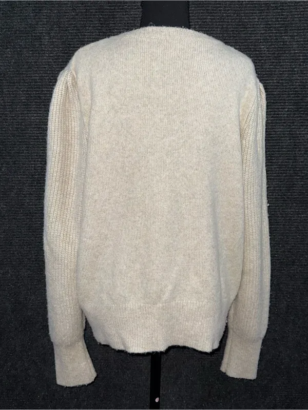 FRYE And CO Women’s Chunky Knit Sweater XL V Neck Puff Shoulder Pullover Boho - Image 4