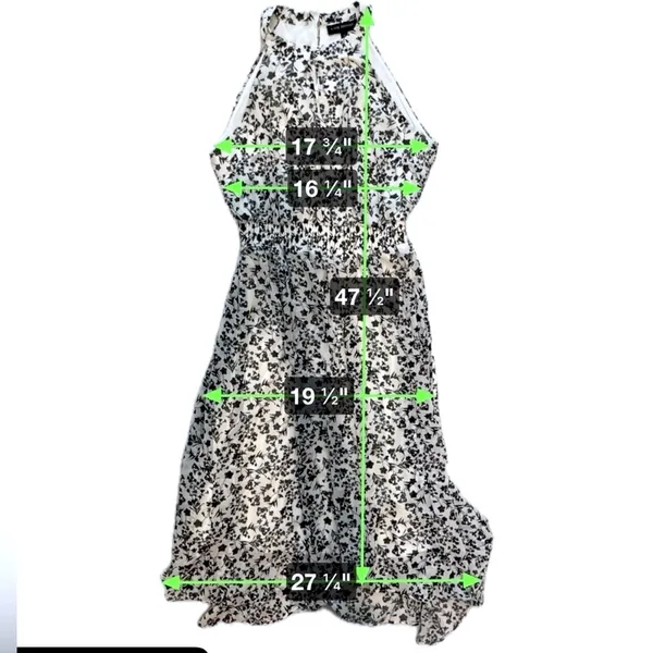 Lane Bryant Womens Black White Floral Halter Midi Dress Size 12 High Low Hem‎ - Image 4