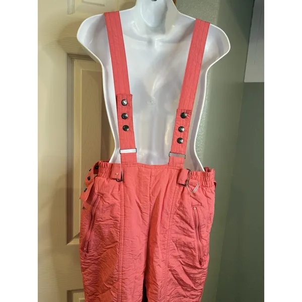 Vintage 80s-90s Skitique Pink/Orange Jacket And Ski Bib - Image 5