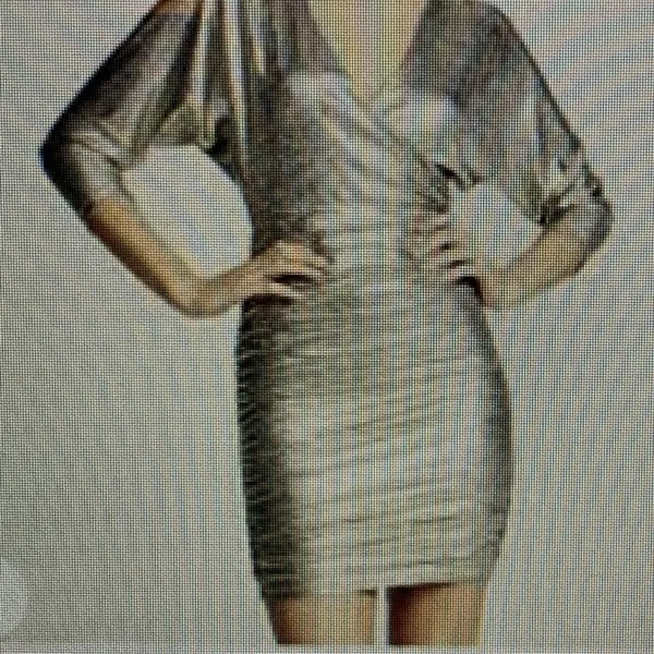 Alice + Olivia Shiny Silver Wrap Dress - Image 3