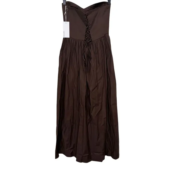Reformation Buckley Strapless Midi Dress Brown Stretch Organic Cotton Size 2 New - Image 7