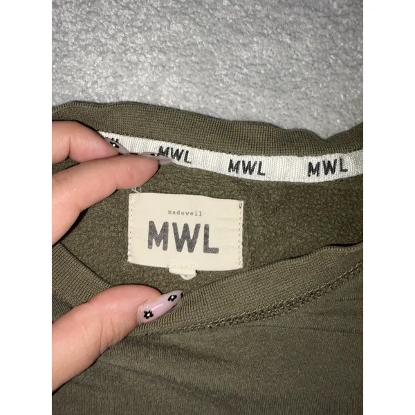 mwl madewell cropped sweatshirt dark green xs - Image 9