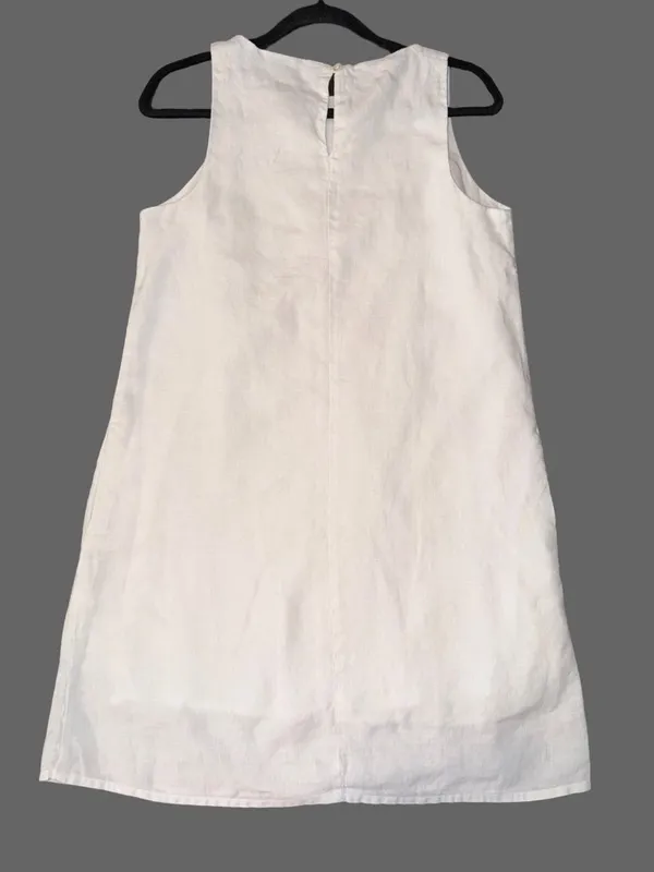 Quince 100% European Linen Tank Mini Dress White Cotton Sz S Lined Pockets Beach - Image 2