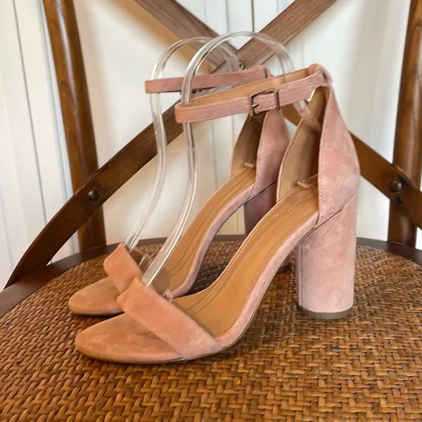 J.Crew light pink suede rounded block heel sandals size 6 - Image 5