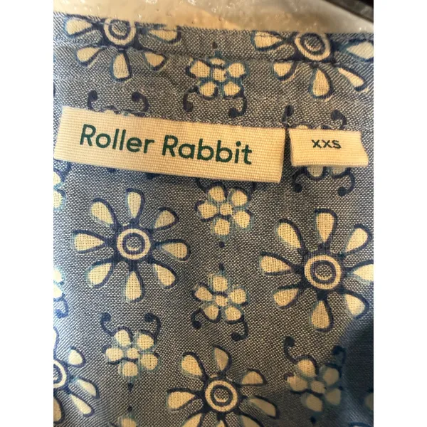 Roller Rabbit Wythe Cover-Up Tunic Dress Blue Floral Tassel XXS Cotton - Image 10
