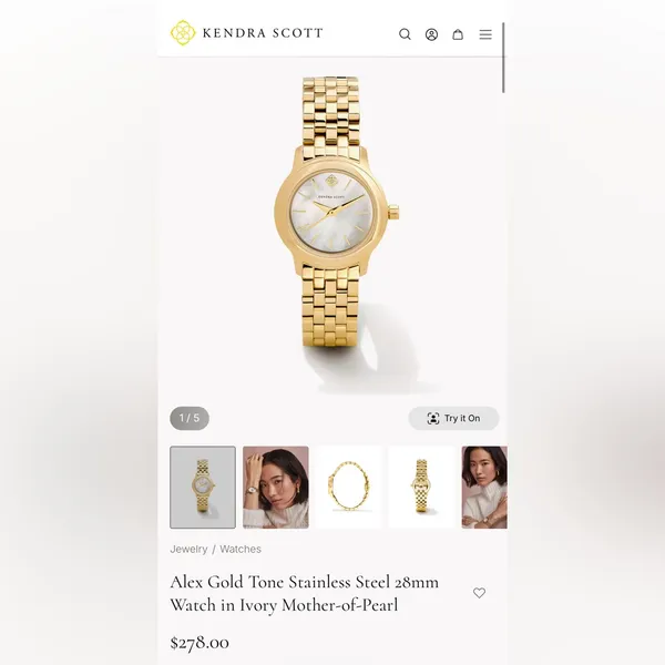 Kendra Scott Alex Gold Tone Stainless Steel 28mm Watch in Ivory Mother of Pearl. - Image 7