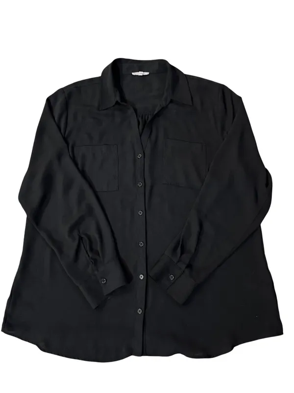 Maurices Women's XXL Black Button Front Blouse Roll Tab Sleeve Semi Sheer Used - Image 12