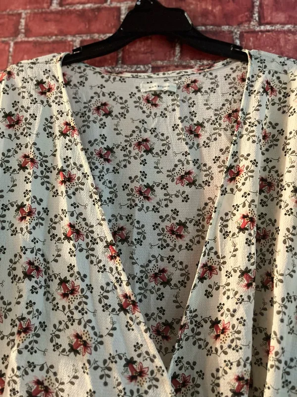 Max Studio Pink Floral Ruffle Wrap High-Low Dress size large (rm86) - Image 4