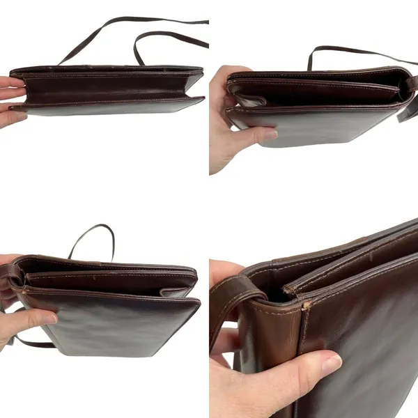 Brown Faux Leather & Suede Patchwork Front Shoulder Purse Bag - Image 4