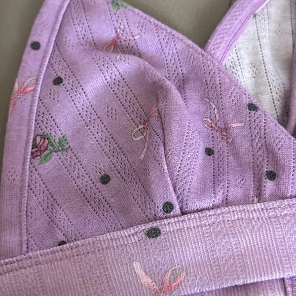 For Love and Lemons‎ NWT Pointelle Bralette Lavender Floral Print XS - Image 8