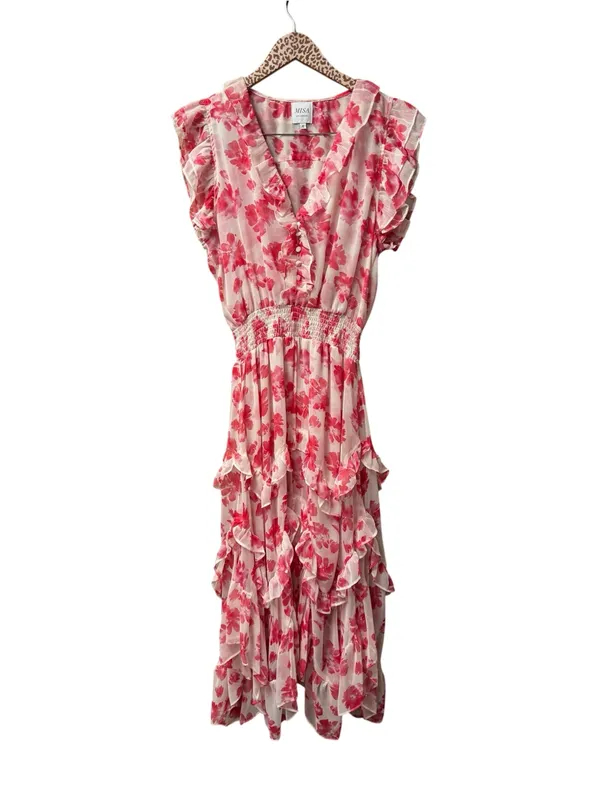 MISA Los Angeles Dakota Sleeveless Midi Dress Abstract Rose Flora Pink Medium - Image 4