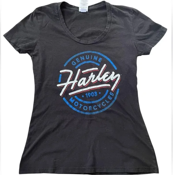 Harley Davidson Black Widow Florida Mermaid Graphic Moto Biker Grunge Tee Shirt - Image 2