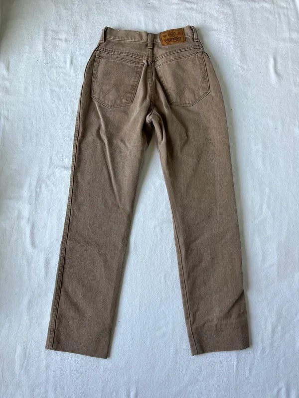 Misses Wrangler High Waisted Brown Denim Pants - Size 6 - Image 2