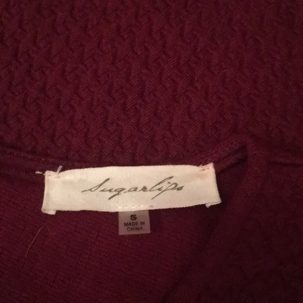 Urban Outfitters Sugarlips Dark Red Drop Waist Quilted Asymmetrical Dress Size Small - Image 4