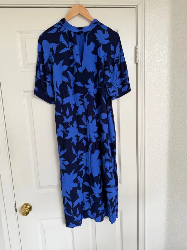 By Anthropologie Mackenzie Mock Neck Midi Dress M Blue Black - Image 5