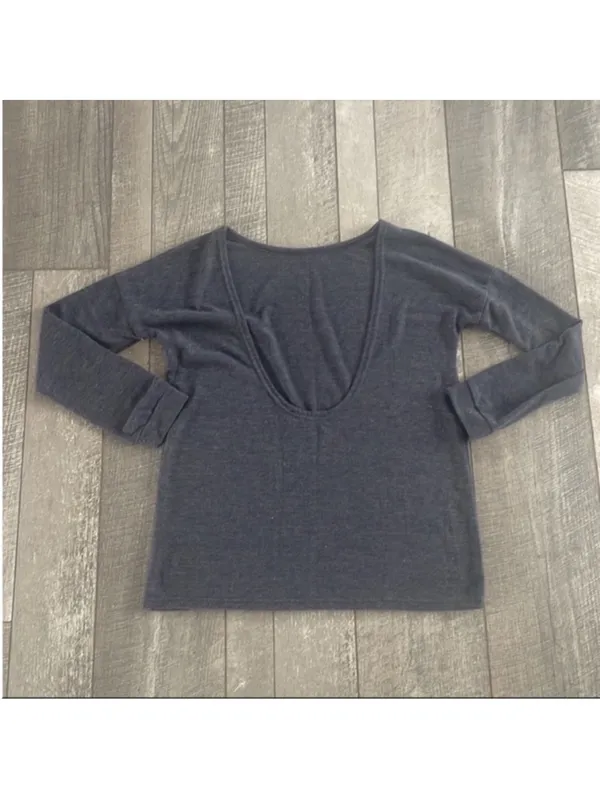 Lulu's Size Small Dark Grey Scoop Back Top - Image 7