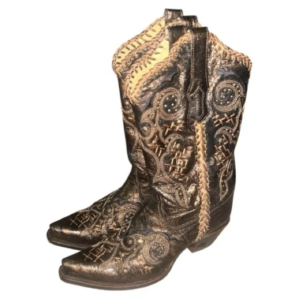 CORRAL Leather Studded Snip Toe Embroidered Cowgirl Boots R1217 - Image 3