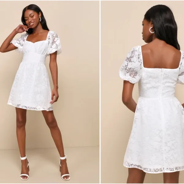 LULUS Bridal Bachelorette Engagement Bridal Shower Sexy Flowers Chic Floral Mini - Image 2