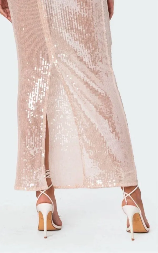 Edikted Riki Sheer Sequin Maxi Skirt - Image 2