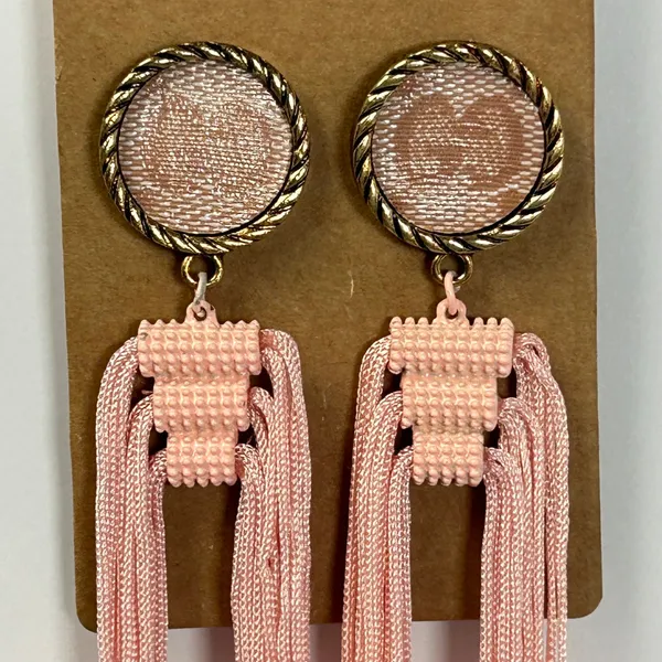 Gypsy South Pink Tassel Statement Drop Earrings Gold Tone Boho Fringe‎ New - Image 6