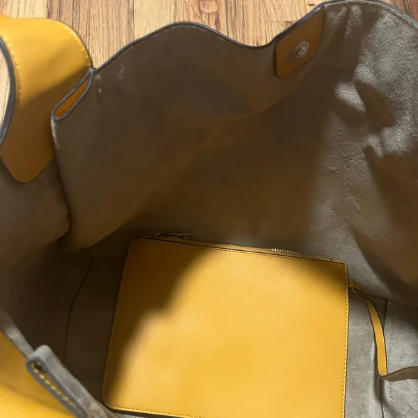 Chic Mustard Yellow Faux Leather Tote Bag | Large Shoulder Bag | Minimalist - Image 5