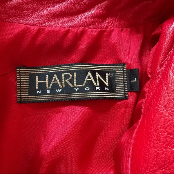 Y2K Red Leather Oversized Jacket Size L - Image 4