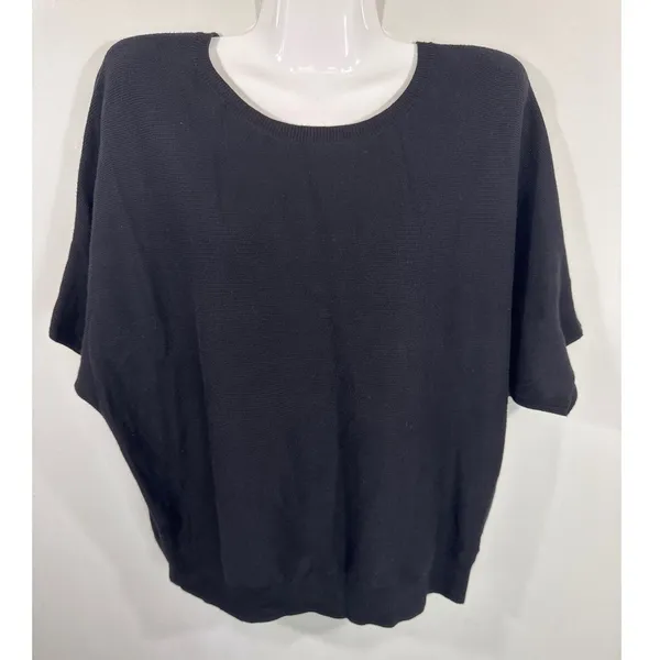Quince Black Cotton Cashmere Batwing Short Sleeve Sweater Women Size M New - Image 2