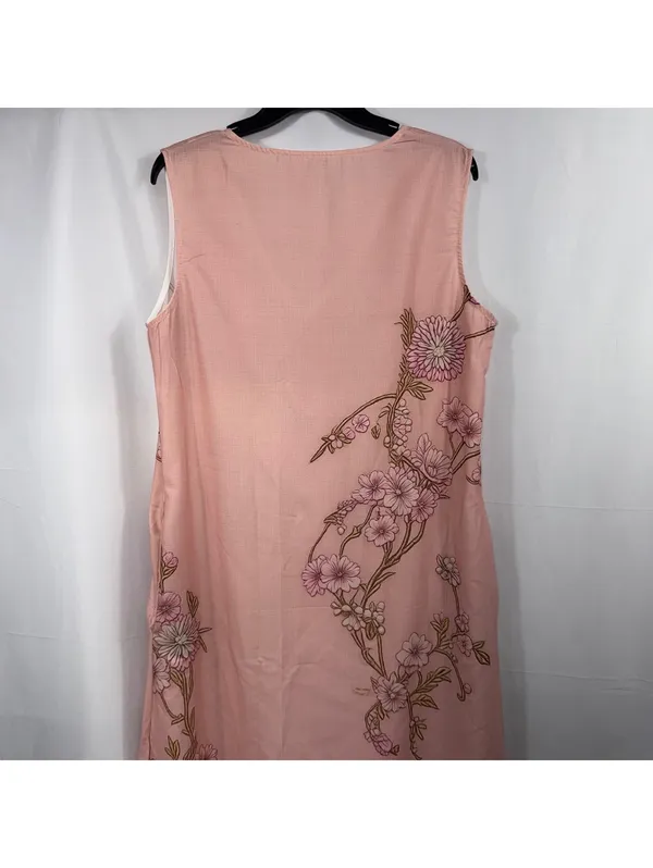 Women’s Blush Pink Floral Sleeveless Faux Wrap Maxi Dress Size Medium - Image 7