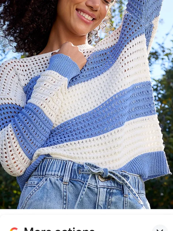 Maurices Striped Boucle Open Stitch Crew Neck Sweater - Image 6