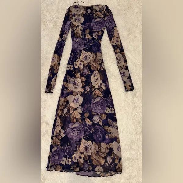 NEW Free People Gianni Maxi mesh Dress in Denim Combo Sz XS - Image 8