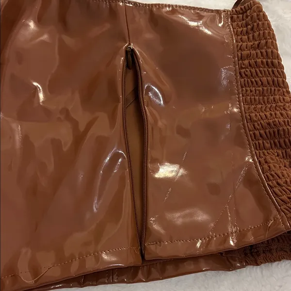 Anthropologie Chocolate Faux Leather Bustier - Image 3