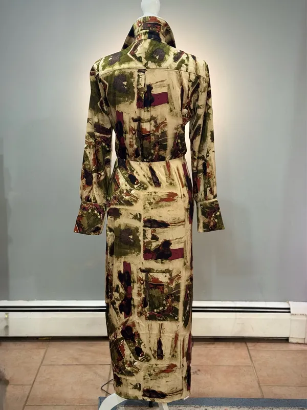 Multicolor Elan L/S Open Tie-Waist Shirtdress Size M NWT - Image 2