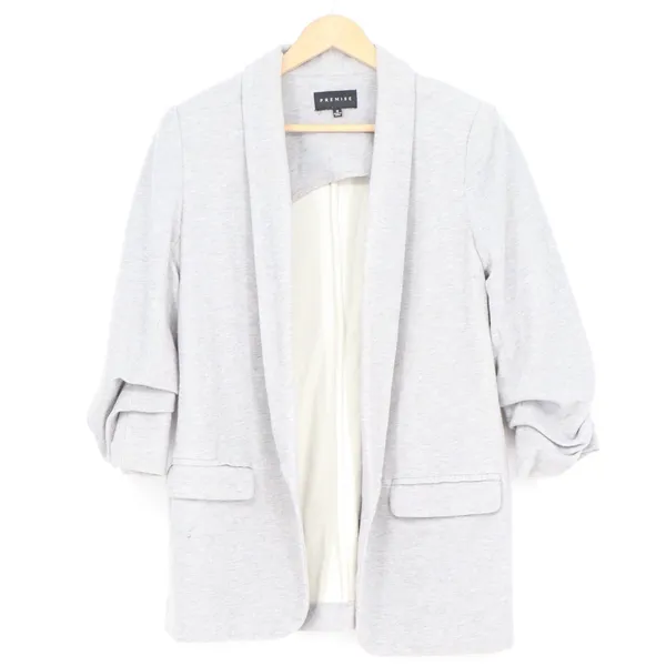 Premise Womens Light Gray Knit Open Front Ruched 3/4 Sleeve Blazer Size M - Image 2